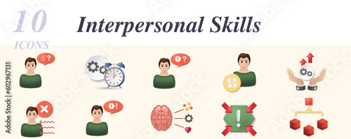 Interpersonal skills set. Creative icons: pattern recognition, working memory, selective attention, cognitive flexibility, processing speed, inhibitory control, sustained attention, cognitive