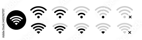 Wireless and wifi icon. Wi-fi wireless icons. Wlan  Internet Connection icons collection
