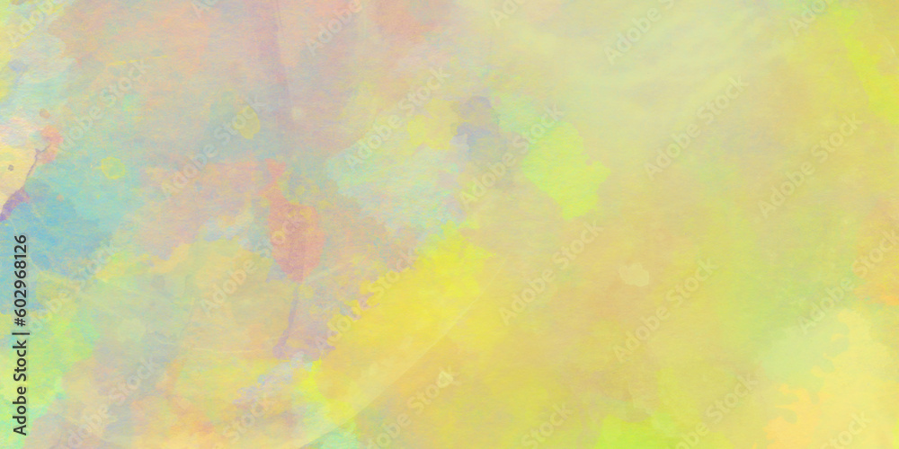 Abstract multicolored brush painted watercolor background with watercolor stains, painted colorful Rainbow watercolor background, Bright multicolor background with pink and blue and yellow colors.	