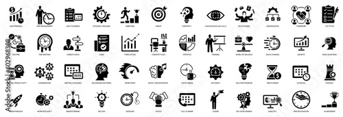 Productivity simple concept icons set. Vector illustration
