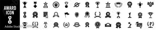 Tophy and awards icons set. Award and winner medal, Victory cup and trophy set reward. Vector illustration