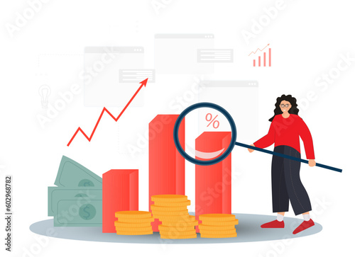Person earning money in internet, online money transfer, payments, money savings, freelance work concept, flat vector illustration