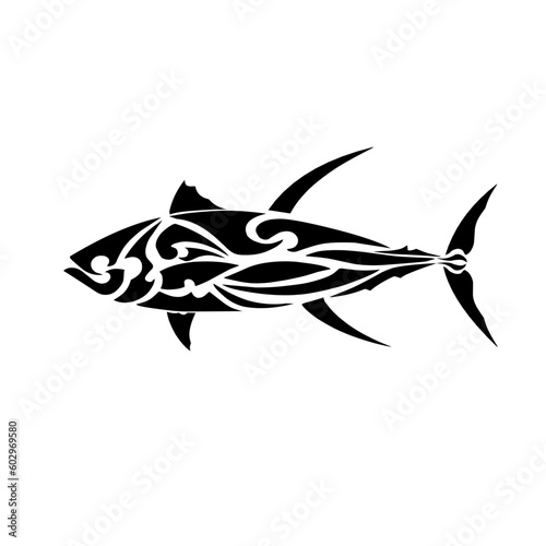 Illustration vector Graphic of tribal art tuna fish tribal art black color 