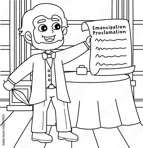 Abraham Lincoln on Juneteenth Coloring Page 