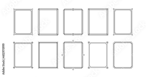 Decorative art deco frames. Line art decorative borders. Vintage frames for wedding, decoration, antique design, borders and deco divider. Vector illustration
