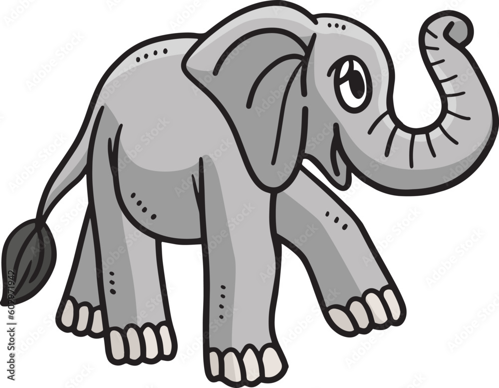 Baby Elephant Cartoon Colored Clipart Illustration