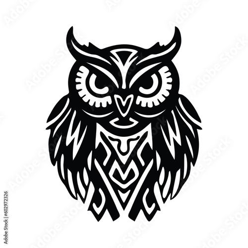 Viking owl, isolated in white background, vector illustration.