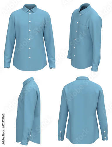 Men Shirt with long sleeves. Button down shirt. Light Blue Shirt   photo