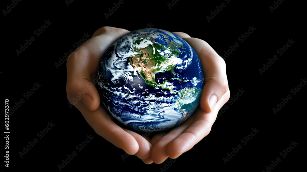 Hands holding planet earth, creator of the worlds, worlds creation, alternative reality or ecological concept. Ai illustration, Generative AI, artificial intelligence artwork Hands holding planet earth, creator of the worlds, worlds creation, alternative reality or ecological concept. Ai illustration, Generative AI, artificial intelligence artwork