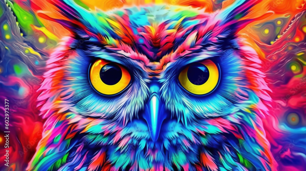 Psychedelic owl art illustration Psychedelic owl art illustration