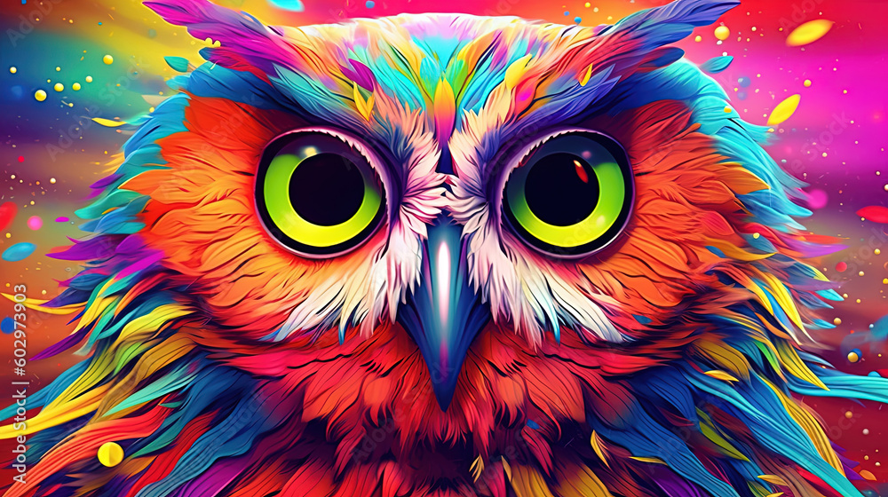 Psychedelic owl art illustration Psychedelic owl art illustration