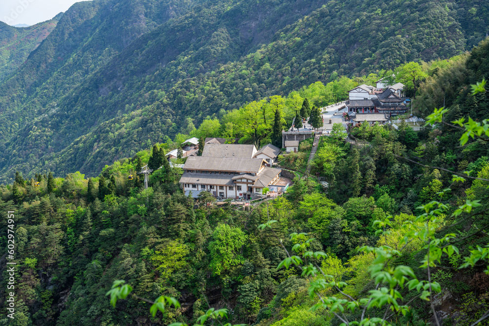 Taoist palace on the high mountain of Ziji Palace, Wugong Mountain, Pingxiang, China