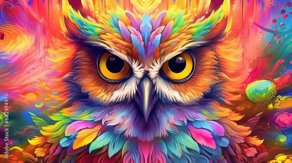 Psychedelic owl art illustration Psychedelic owl art illustration