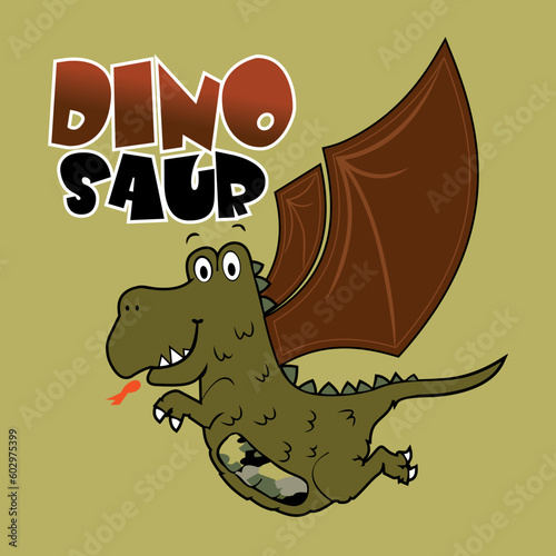 Fly Dino Saur Fire Cartoon Vector photo