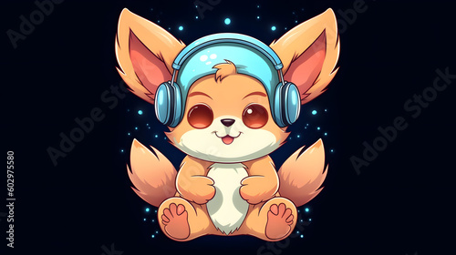 cute fox sitting in space | twitch emote style