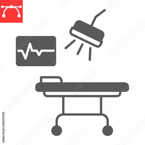 Operating hospital room glyph icon