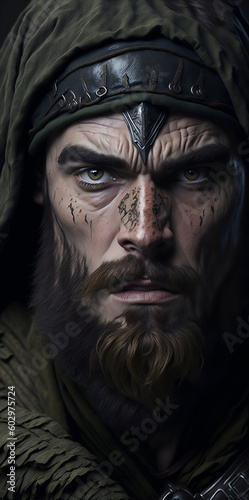 Viking warrior  looking into the camera. Generate Ai.