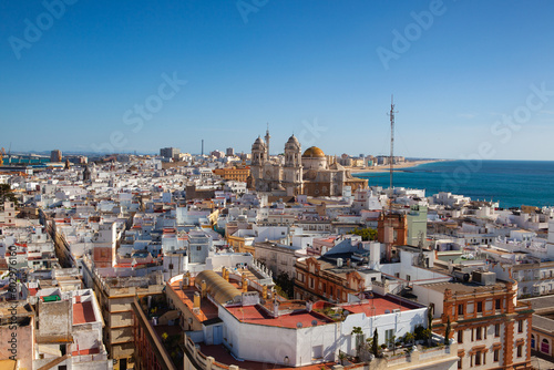View from Torre Tavira tower to Cadiz Cathedral  Spain