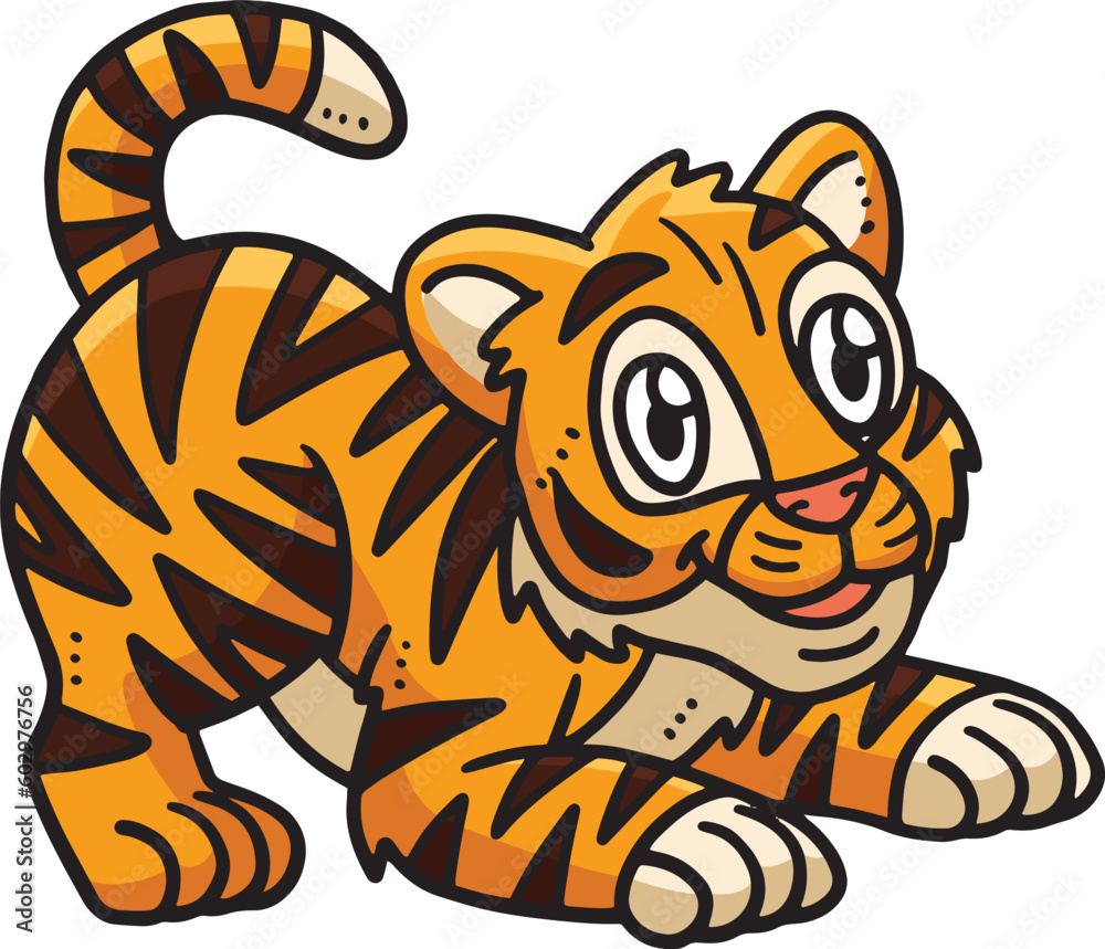 Baby Tiger Cartoon Colored Clipart Illustration Baby Tiger Cartoon Colored Clipart Illustration