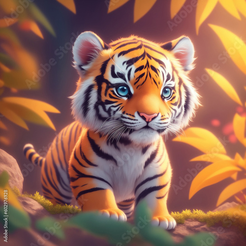Very detailed cute tiger. Generate Ai. © AI_images