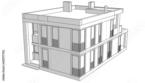 3d render of building
