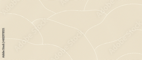 Luxury beige cover template with geometric waves. Background in line drawing style, wave shapes, abstraction. Elegant graphic design perfect for banner, background, wallpaper, invitation.