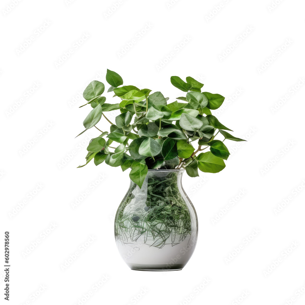 Vase with Plant on Transparent Background - Generative AI Illustration Vase with Plant on Transparent Background - Generative AI Illustration