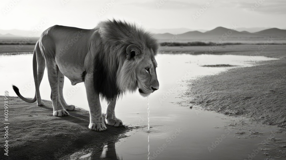Obraz premium Majestic Lions Roaming Free in the African Wilderness: Capturing the Essence of Wildlife in its Natural Habitat