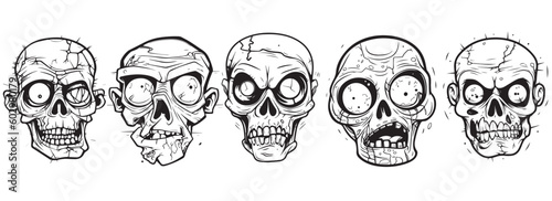Human zombie skulls vector silhouette illustration. photo
