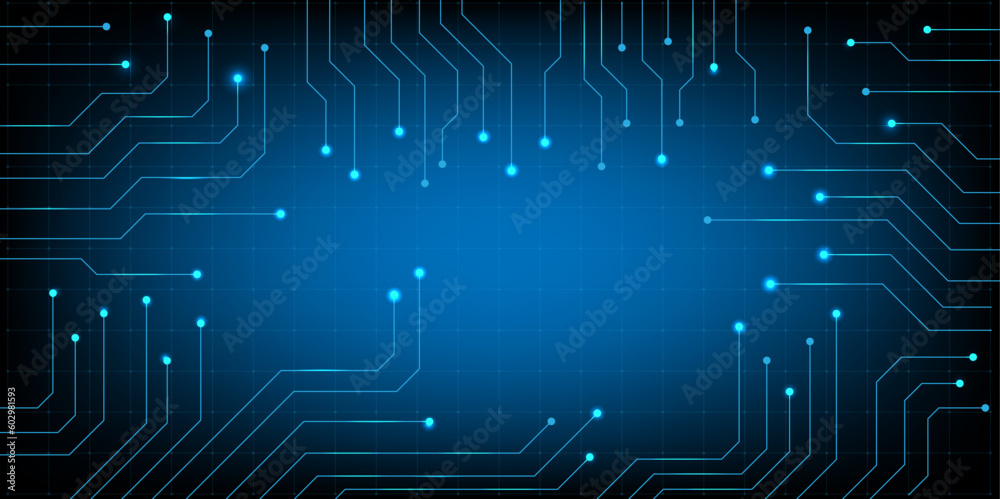 HUD hexagon and circle Computer chip Electronic circuit board vector for technology and finance concept and education for future