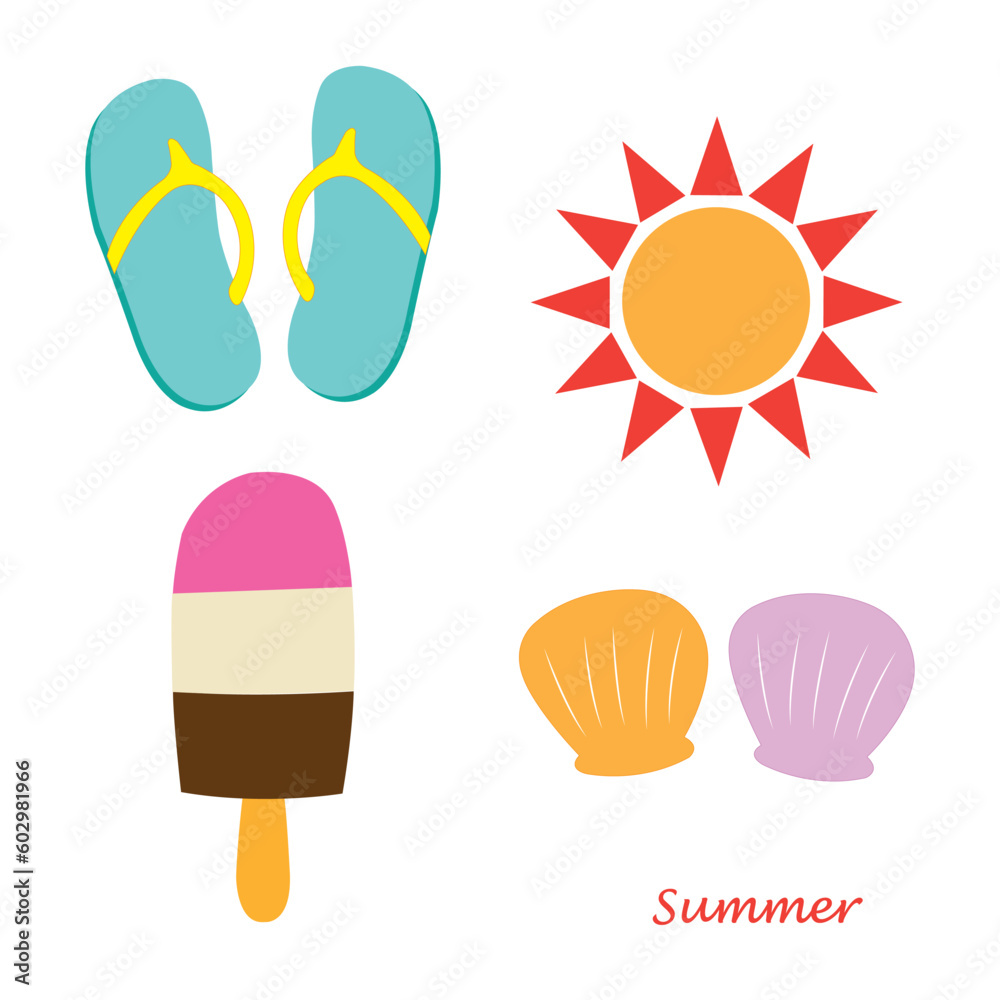 Iconos de verano. Vista superior y de cerca. Vector Iconos de verano. Vista superior y de cerca. Vector