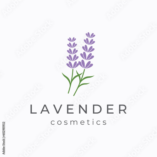 Hand drawn organic lavender flower logo template design.Logo for cosmetic, beauty,tea,oil,herb.