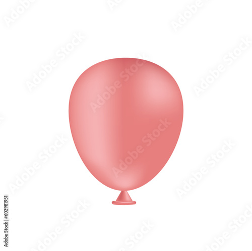 Icono de globo inflado de color rosa de decoración y cumpleaños. Vista de frente. Vector