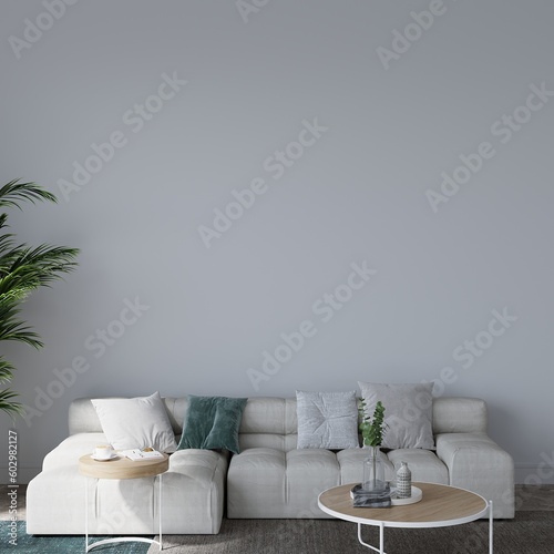 Fototapeta Naklejka Na Ścianę i Meble -  Modern Interior Mockup, Frameless Minimal Blank Wall