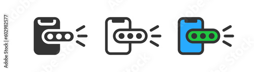Password icon on light background. Verification symbol. Smartphone, privacy, account, two-factor authentication, notification. Outline, flat and colored style. Flat design. Vector illustration.