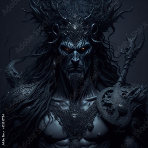 Hades, god of the underworld, Greek mythology, dark fantasy style Generative AI
