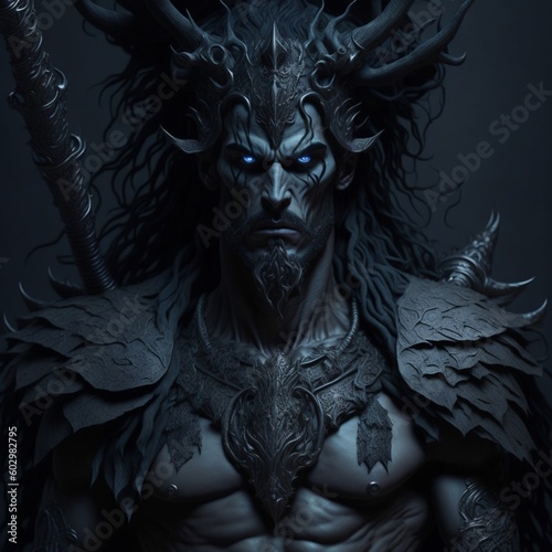 Hades, god of the underworld, Greek mythology, dark fantasy style Generative AI