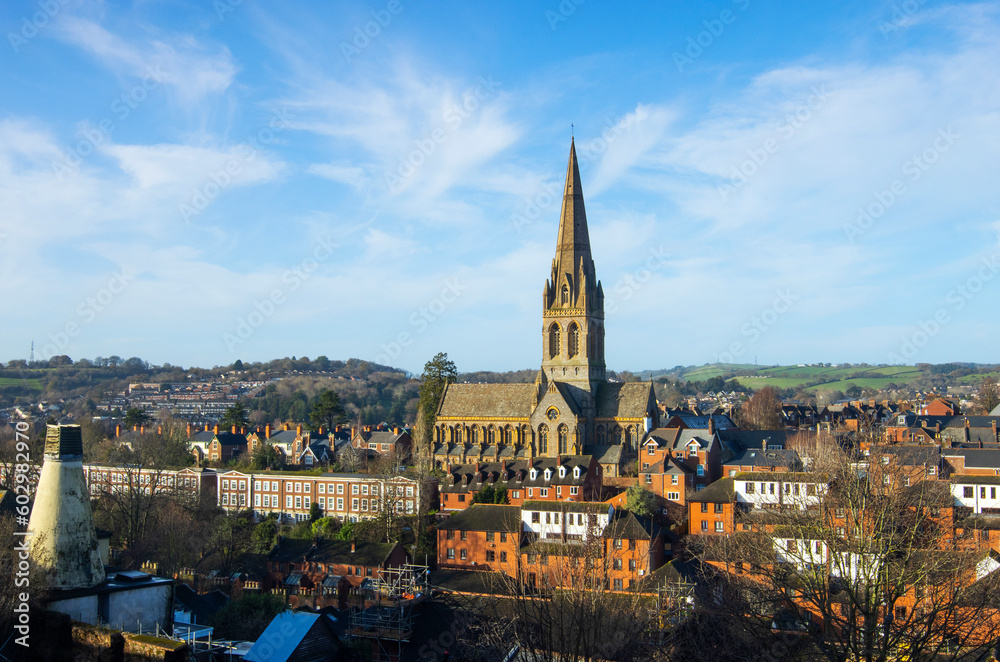 Elevated panorama of the Devon City of Exeter in the UK
