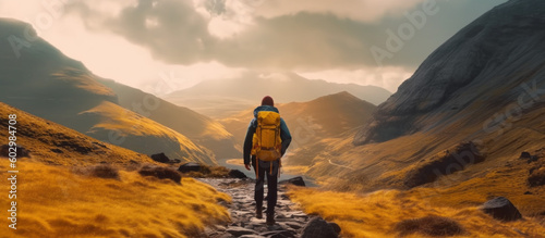 Wandering Nomad Adventurer: Solo Backpacker Exploring Nature's Pathways - Generative AI