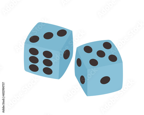 Two dice doodle icon. Gambling symbol. Playing cube chips. Vintage trendy y2k patch or sticker.