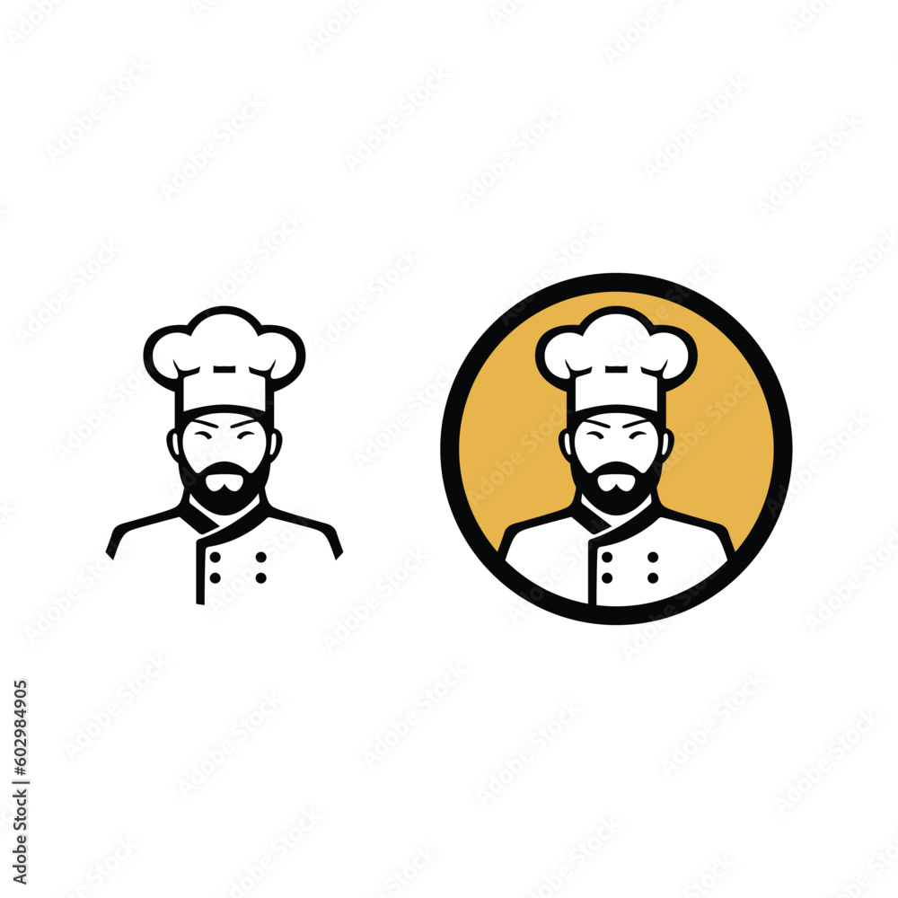 chef wearing costume logo simple vector illustration template design