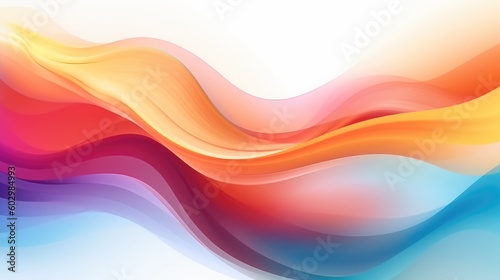 Abstract beautiful multicolored wavy background with white copy space. Modern artistic backdrop. AI generative image.