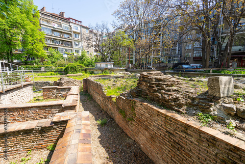 archaeological ruins of the old fortified walls in Sofia, Bulgaria