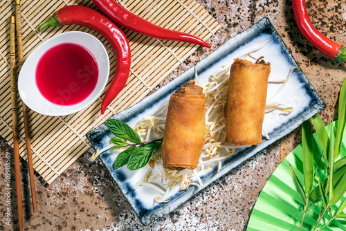 Chinese food egg roll 