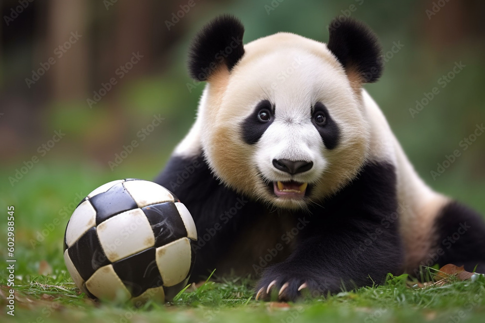 cute panda playing ball