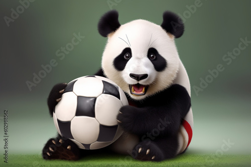 cute panda playing ball