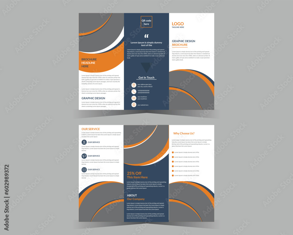 Trifold brochure design and vector template. Trifold brochure design and vector template.