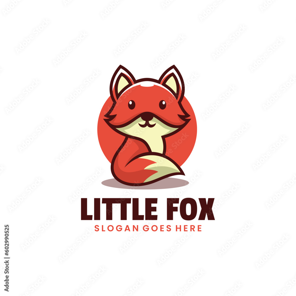 Little fox logo design vector mascot cartoon illustration