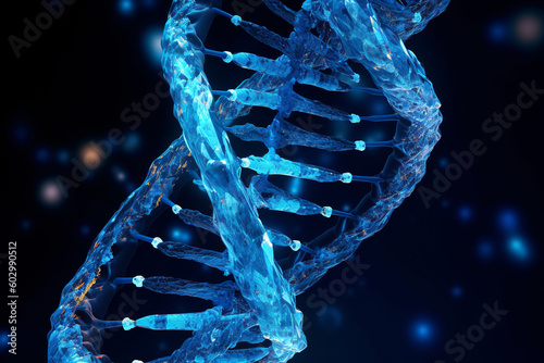 Generative AI, A blue dna double helix with the word dna on it