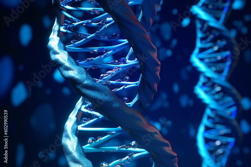 Generative AI, A blue dna strand is shown with the number 2 on it.